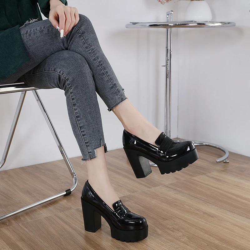 Zapatos de plataforma para mujer, mocasines de tacón súper alto a la moda,  zapatos de trabajo sexys, de diseñador, Color sólido, 2022| | - AliExpress