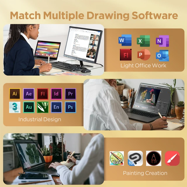 UGEE S640 6 inch Graphics Pen Tablet for PC/Android Digital Drawing Tablet Cream Color with 10 Shortcut key 8192 Levels 266RPS 6