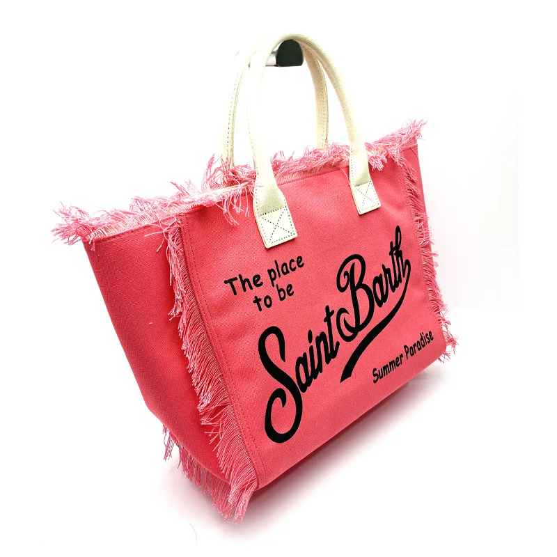 Women's European and American New Large Capacity Shoulder Bag Leisure Travel Stripe Plaid Handmade Tassel Handbag