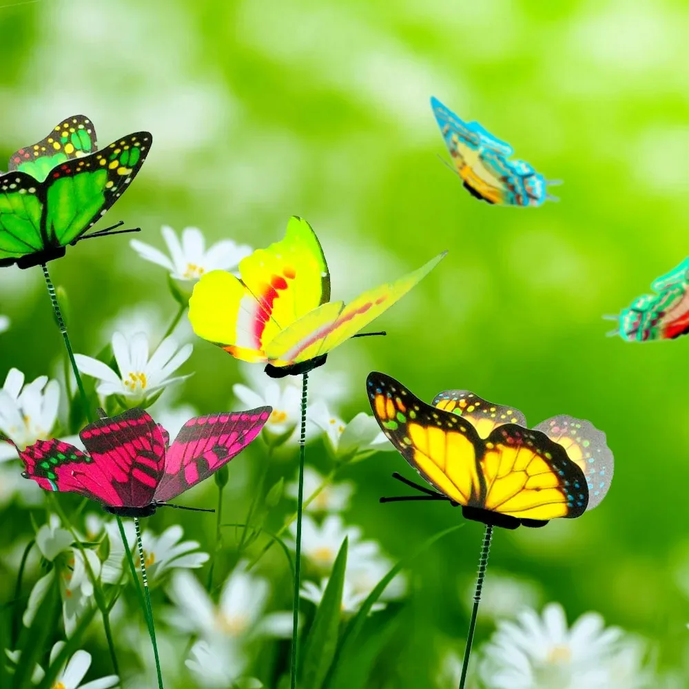 Butterfly Decoration 5-25Pcs/Set 3D Simulation Butterflies Garden Yard Planter Colorful Butterfly Stakes Decoracion Outdoor Decor Flower Pots Decor