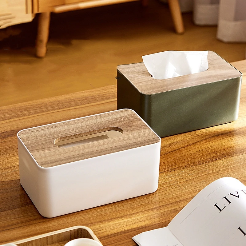 

Пластиковая коробка для салфеток из бамбука и дерева, деревянная крышка, коробка для туалетной бумаги, гостиная, настольный держатель для салфеток, бытовой Органайзер
