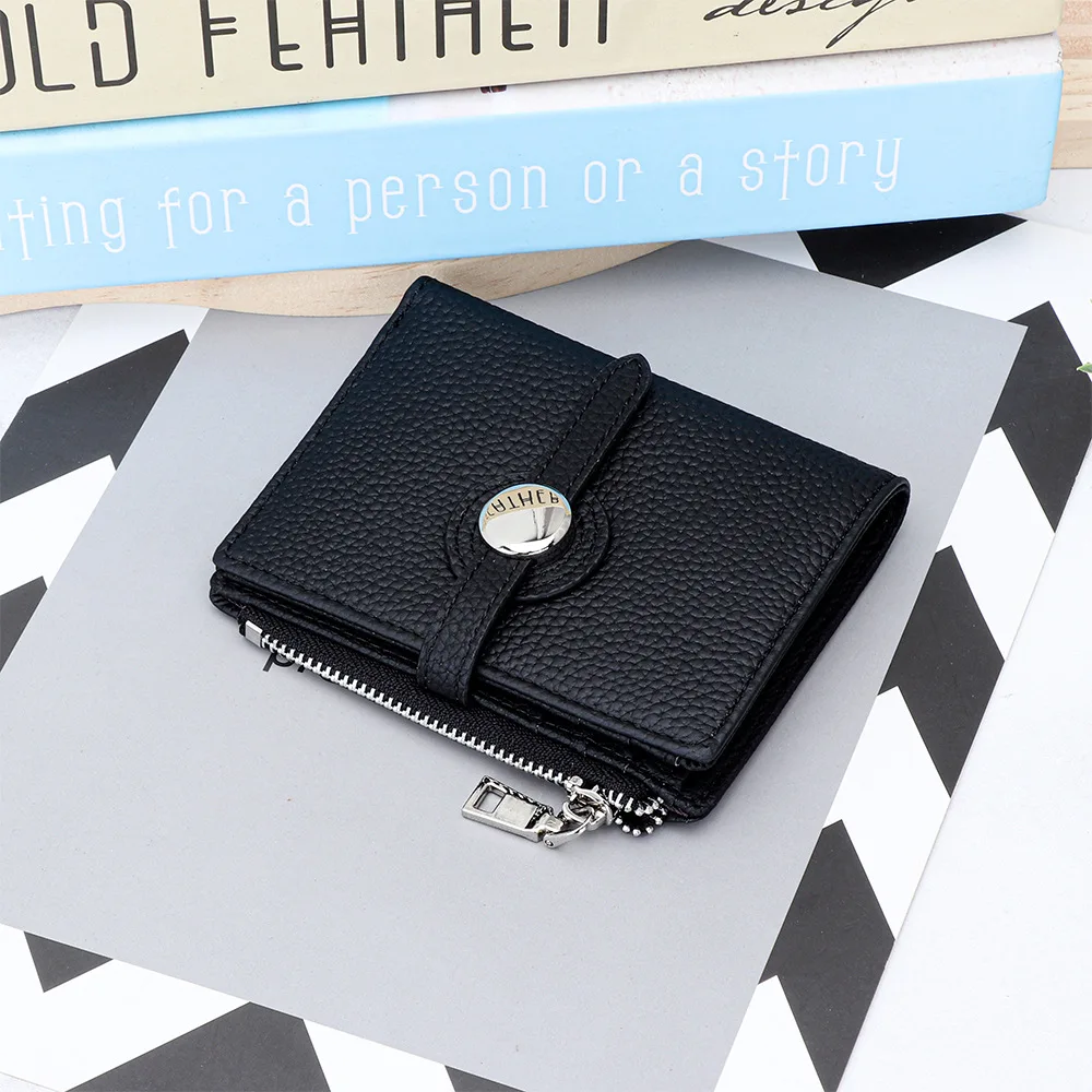 Alirattan Short Wallet for Women 2025 New Color Blocking Wallet Card Slots Large Capacity Zipper Genuine Leather Coin Purse