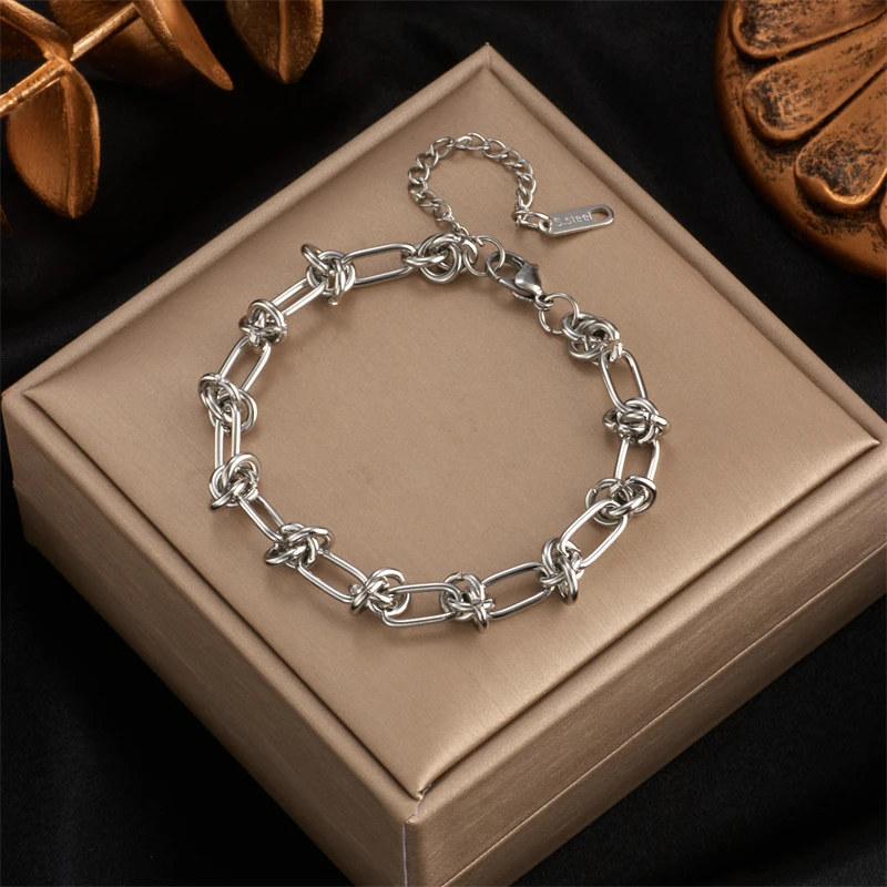 MEYRROYU 316 Stainless Steel Charm Bracelet for Women Party Girls Gift Statement Jewelry