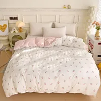 Ensemble 3 pièces à imprimé floral, plante en forme de cœur, une housse de couette et une paire de taies d'oreiller (sans rembourrage), nouvelle collection 2025 1