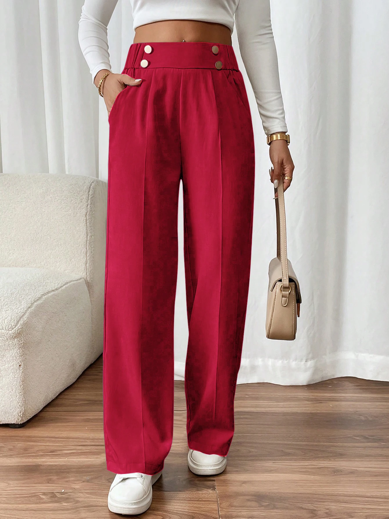 Elegant Casual Minimalist Women's Trousers Fashionable Comfortable Pants for Everyday Wear