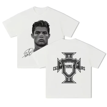 Men's T-shirt Cristiano Ronaldo fútbol superestrella Super moda impresa camiseta hombres desgastado algodón  Men's T-shirt 1