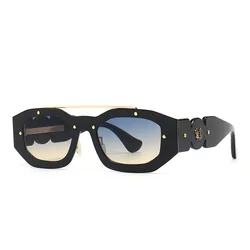 Fashion Punk Sunglasses Men Vintage Y2K Decorative Rectangulares Eyewear Women Luxury Brand Designer Spring Unique Sun Glasses