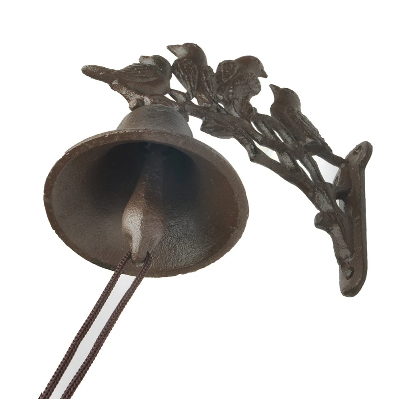 Cast Iron Bird Branch Bell for Garden Wall Doorbell Decoration