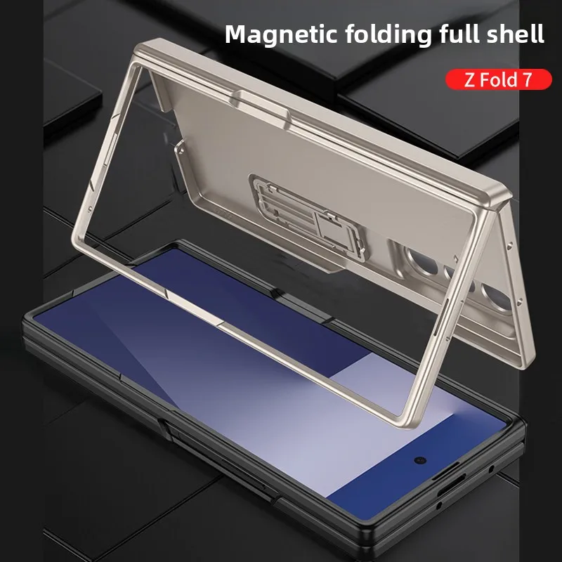 Phone Case For Samsung Galaxy Z Fold 7 6 5 4 3 2 Magnetic Adsorption Hinge Protection Kickstand Hard Plastic Magnet