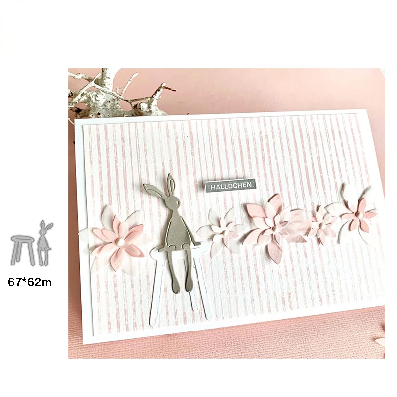 

New Arrival Happy Easter Rabbit Stool Metal Cutting Dies for DIY 2023 Bunny Stencils Gifts Card Making Knife Mould Blade