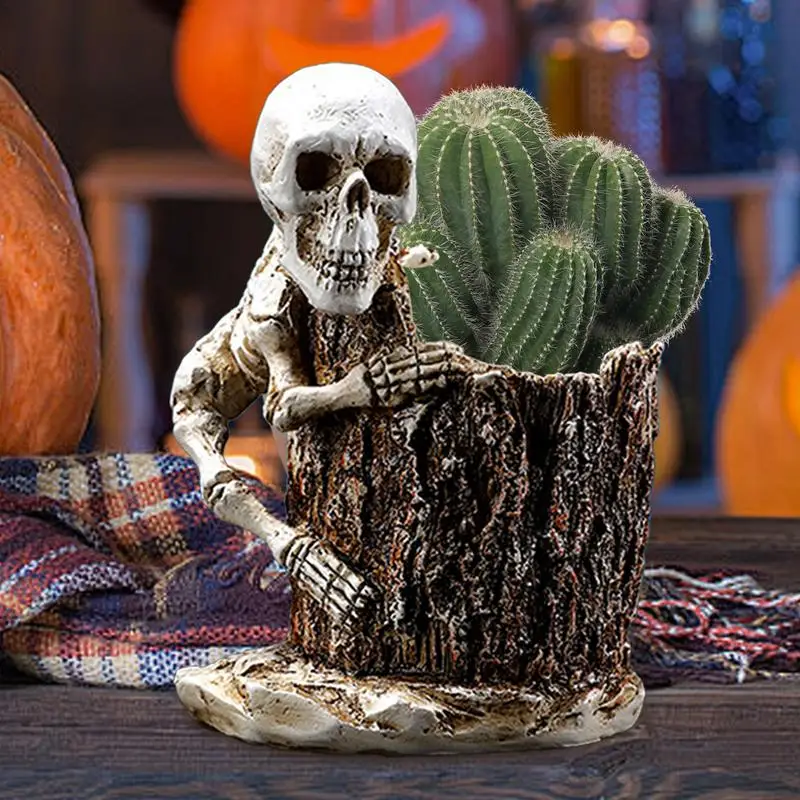 Skeleton Toothbrush Holder Skeleton Statue Pen Storage Pen Holder Desktop Stationery Organizers For Pens Pencils Rulers Erasers