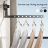 Suction Cup Clothes Drying Rack Hook Storage Clothes Hangers Wall Mounted Folding Clotheslines Indoor Outdoor Bathroom Supplies 5