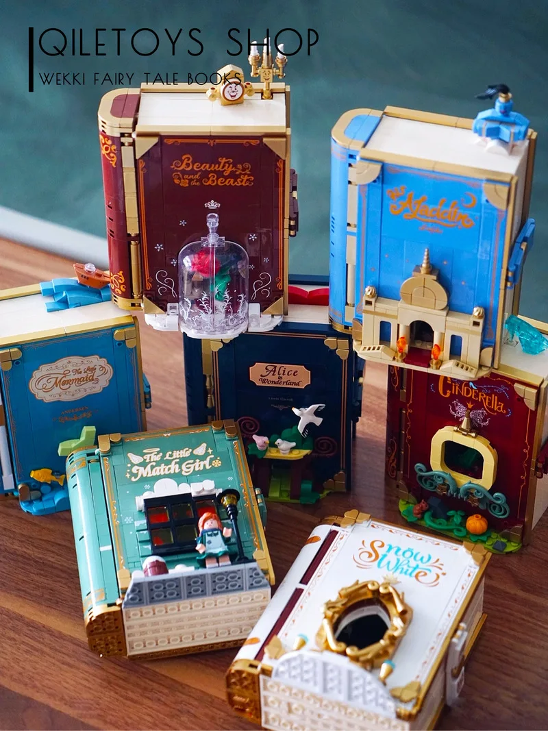 Diy Wooden Unfinished Fairy Tale Town 3d Book Puzzle Assembly Building Block Book Collection Decoration Toy Birthday Gifts