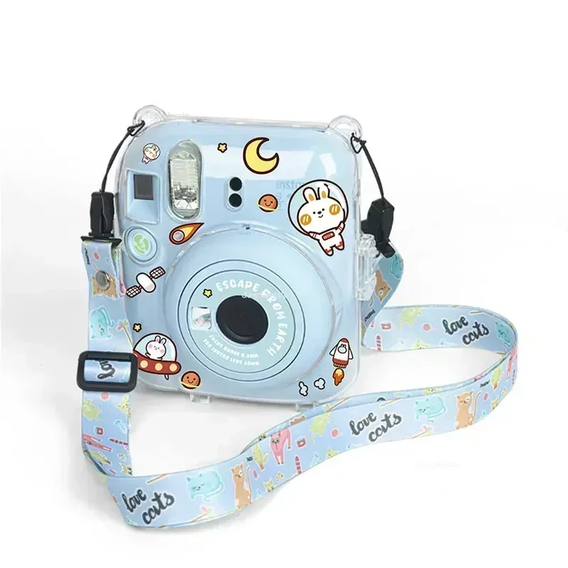 Fujifilm Instax Mini 12 Mini 11 투명 카메라 케이스 어깨 끈 보관 가방이있는 보호용 운반 가방 커버