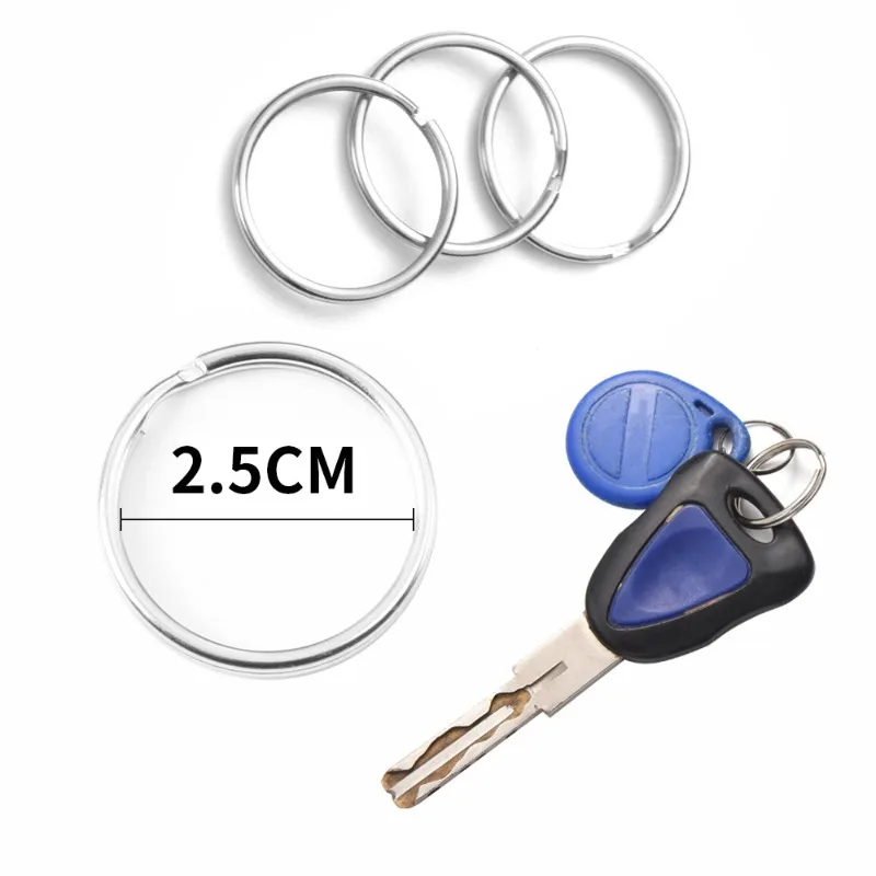 Stainless steel key ring 20/200pcs 25mm round flat split polished metal blank circle for DIY findings