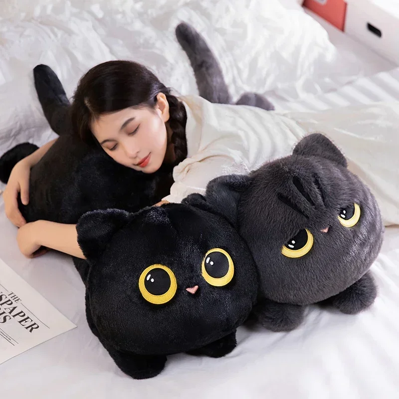 Kawaii Black Cat Plush Toy Doll 50cm For Boy Girl Brithday Gifts Big Cuddly Pillow Cushion