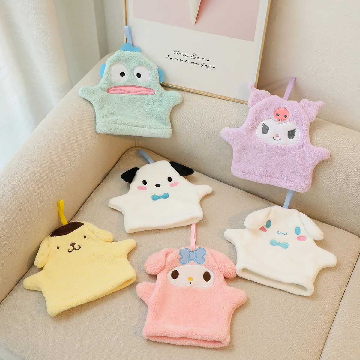 Cartoon Coral Velvet Kuromi Cinnamoroll Household Absorbs Water Wipes Hands Wipes Faces Mini Towels Bedroom Home