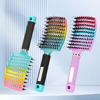 1pcs Detangling Curved Vented Boar Bristle Hair Brush Magic Scalp Massage Comb Hollow Out Anti-static for Wet Curly Hair Salon 1