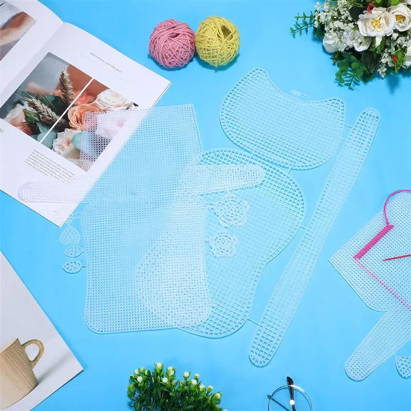 6pcs Plastic Mesh Canvas Sheets DIY Crafting Purse Bag Crochet Bag Sewing White Sheet Needlework Embroidery Kit