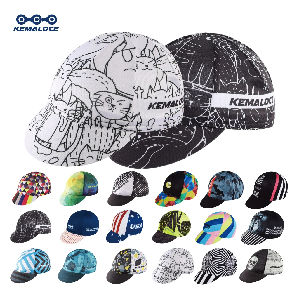 KEMALOCE Men Cycling Cap Anti-UV Summer Elastic Quick Dry Bike Cap White/Black/Blue Mesh Outdoor Breathable Cycling Hat cycling caps cycling hat cycling hats