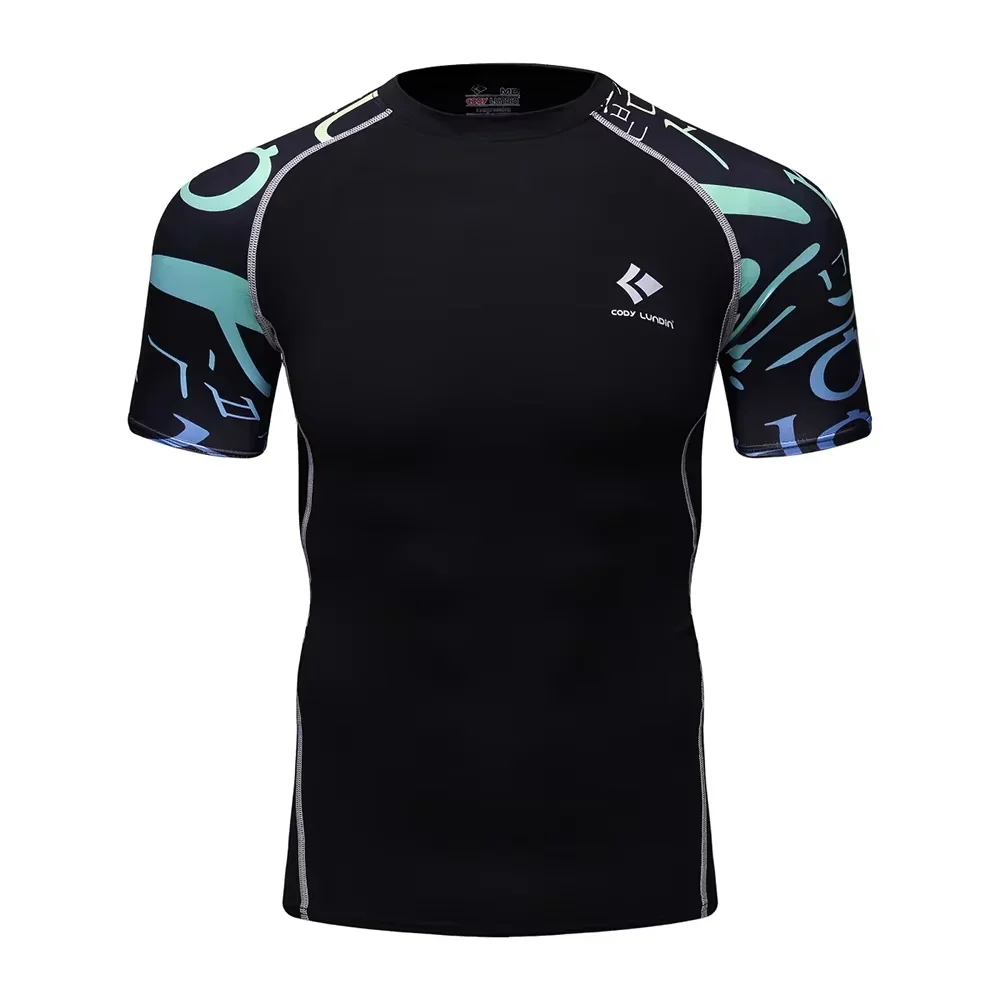 Sports Rash Guard T-shirt Men Boxing Ranked Short Sleeve Compression Clothing Rashguards Shirts Tops