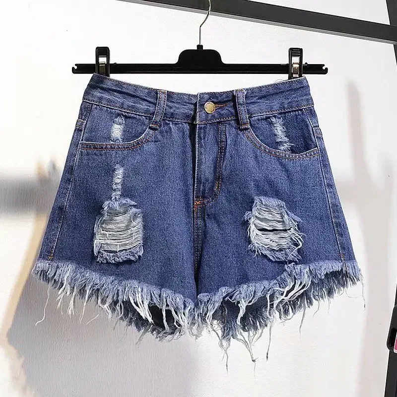 

Womens Shorts Black Denim Wide Short Pants for Women To Wear Jeans Ripped Low Price Classic Design Cheap Outdoor Trend 2024 Hot