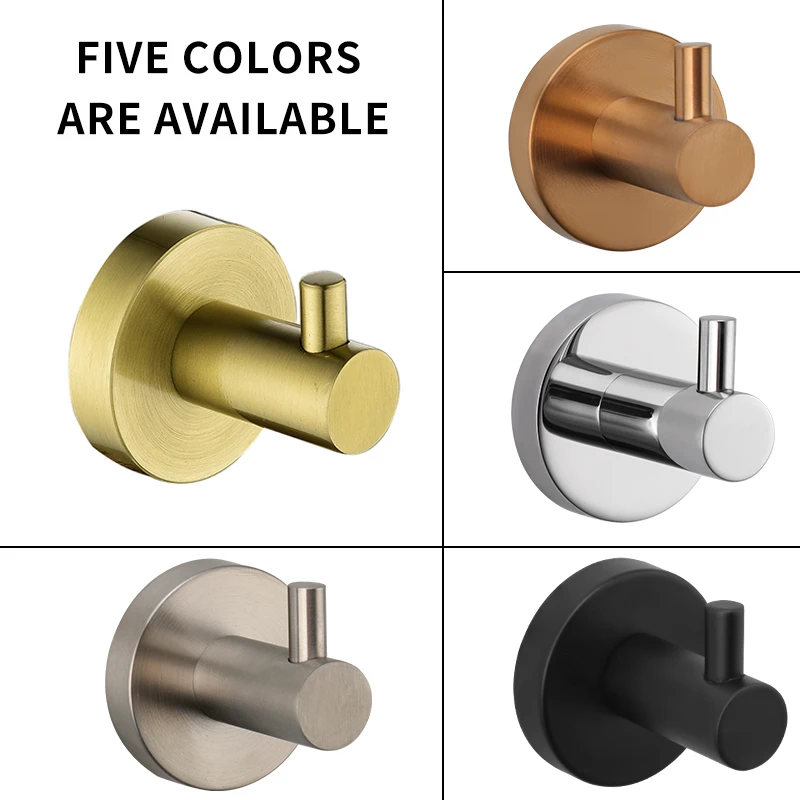 Wall-mounted Multifuncional Gancho Roupa de Banho e Toalha Gancho Home Acessórios Preto Cromo Níquel Rosa Ouro Aço Inoxidável