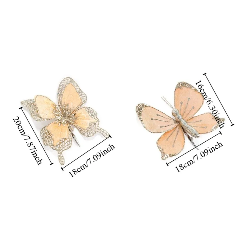 Sparkling Christmas Butterfly Pendant with Clip Flannel Holiday Decor Multicolor Glitter Christmas Tree Pendant