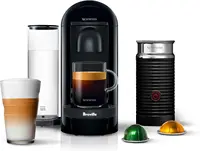 Nespresso Vertuo Plus Coffee and Espresso Maker by Breville, Ink Black with Aeroccino Milk Frother 1