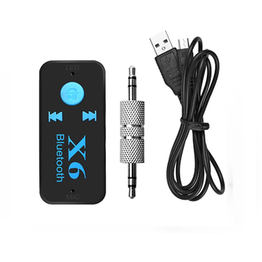 X6 블루투스 호환 스테레오 오디오 리시버 송신기, 미니 AUX USB 3.5mm 잭, 자동차 리시버 키트 무선 어댑터용