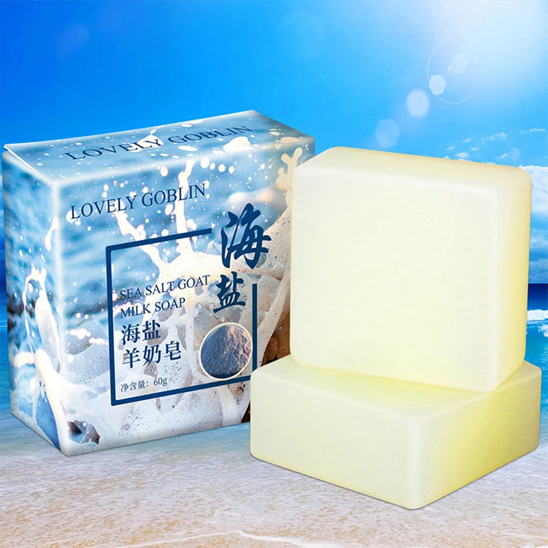

Hot Sale 100g Removal Pimple Pore Acne Sea Salt Soap Cleaner Moisturizing Goat Milk Soap Face Care Wash Basis Soap