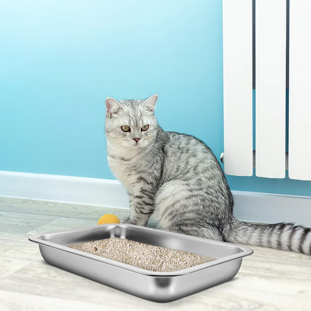 Stainless Steel Cat Litter Box Large Capacity Open Type Kitten Litter Container Durable Metal Pet Toilet For Home Travel 6