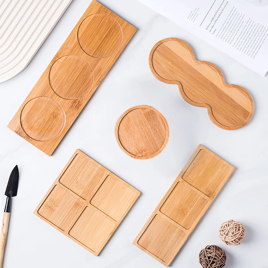 Wooden Soap Dispenser Tray Vanity Organizer Round Square Jewelry Countertop Storage Tray Bathroom Organizer Photography Props 2