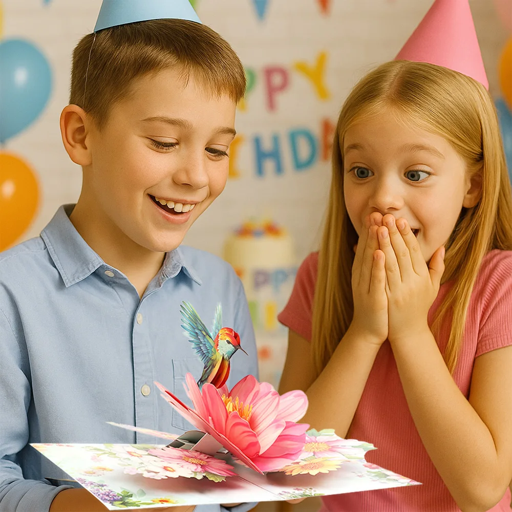 GHPKOTW 2 Sets Biglietti di Compleanno, Torta di compleanno 3D, Biglietti di compleanno pop-up, adatti per donne, uomini e bambini, biglietti di congratulazioni con buste, greeting card, Rosso e blu