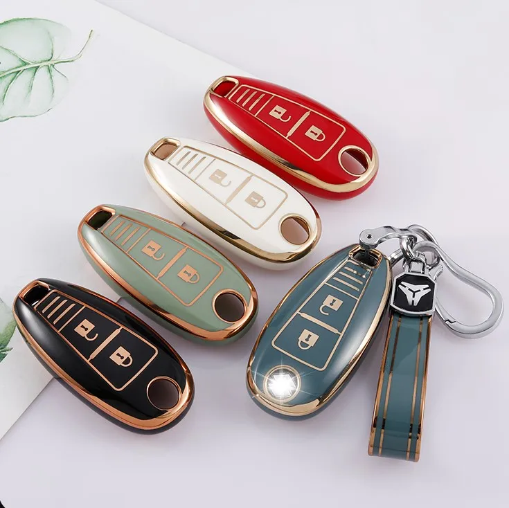 Key Case Cover For Suzuki Baleno Ertiga Ciaz Ignis Kizashi Swift SX4 S-cross Vitars TPU Leather Car Smart Key Cover Case Bag Protector Keychain