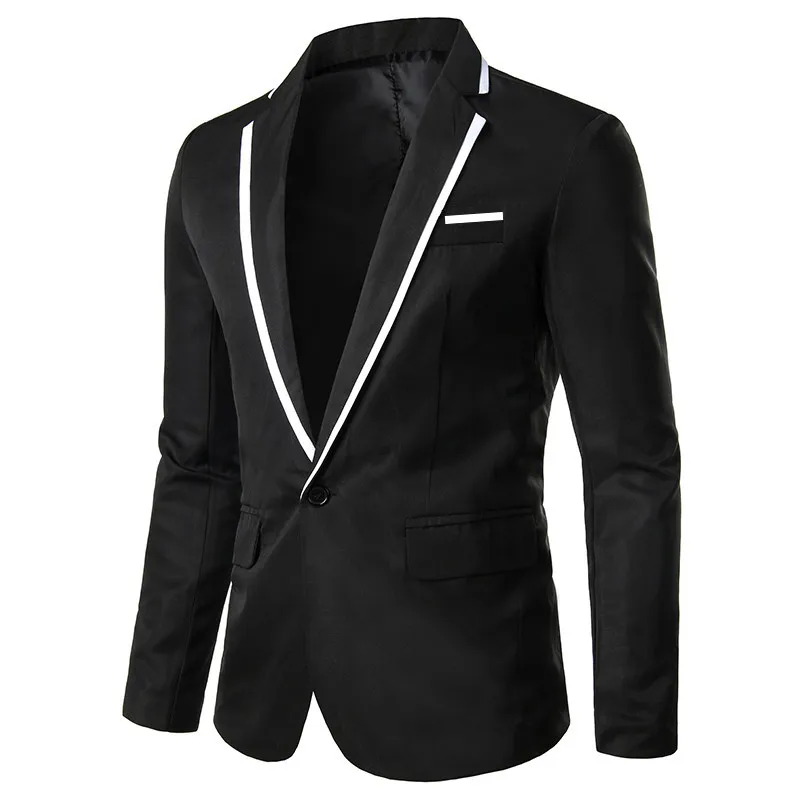 2024 Fashionable men's small suit color matching slim fit non ironing casual suit trend jacket