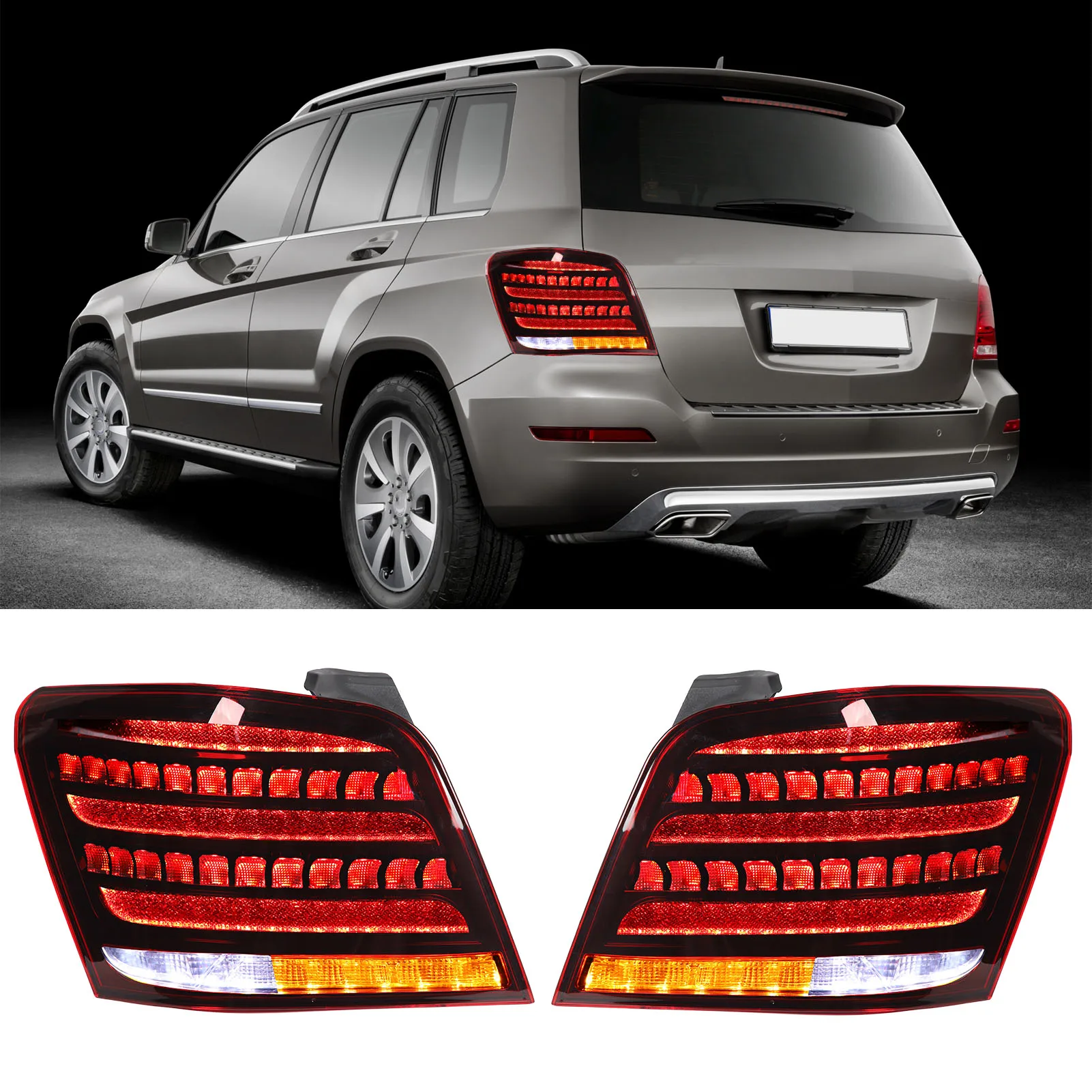 메르세데스 벤츠 GLK 클래스 X204 2008-2015 용 후방 방향 지시등, 마이바흐 스타일 LED 후미등 어셈블리, 1 쌍