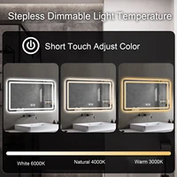 32x40 inch LED Bathroom Mirror Vanity Mirrors with Backlit Lights Fogless Makeup Mirror Wall Mounted with Demister Dimmable - Image 4