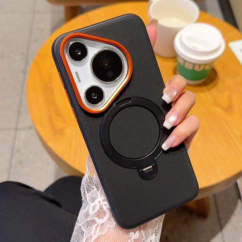 Magnetic PU Leather Rotating Stand Holder Case - Pure Color Design