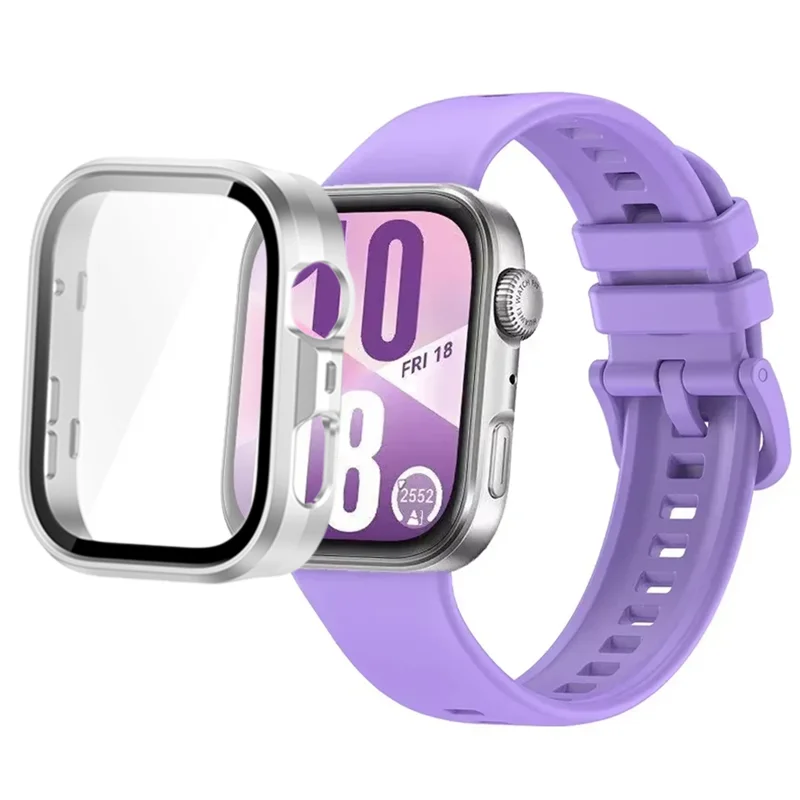 Breathable Silicone Strap with Protective Tempered Glass Screen and HD PC Case