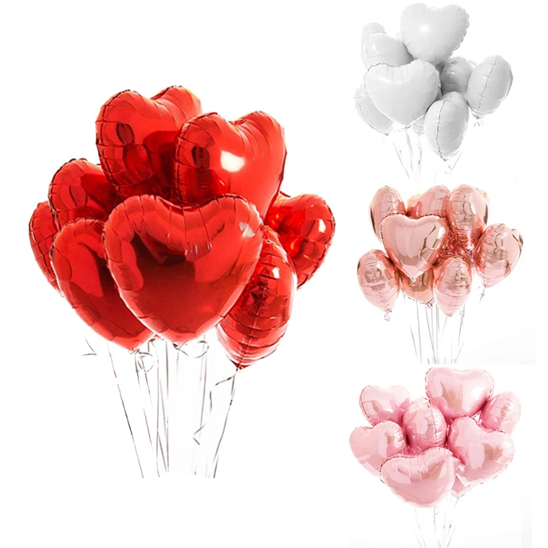 10pcs 18inch Red Heart Foil Balloons Multi Helium Balloon Kid Birthday ...