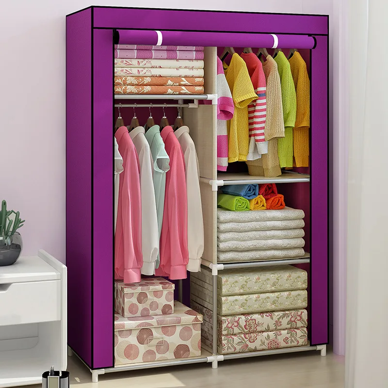 

Reinforced Steel Pipe Floor Assembly Cloth Cabinet Dustproof and Thickened Simple Wardrobe Steel Frame