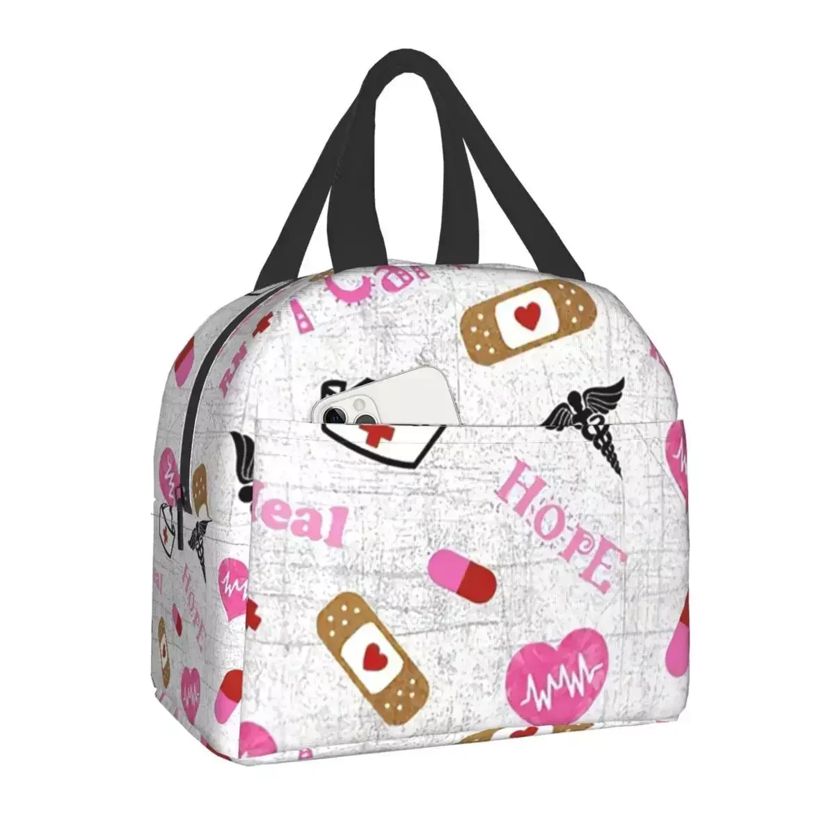 

2024 New Nurse Life Pink Insulated Lunch Bags Nursing Supplies Portable Thermal Cooler Food Lunch Box Work School Travel