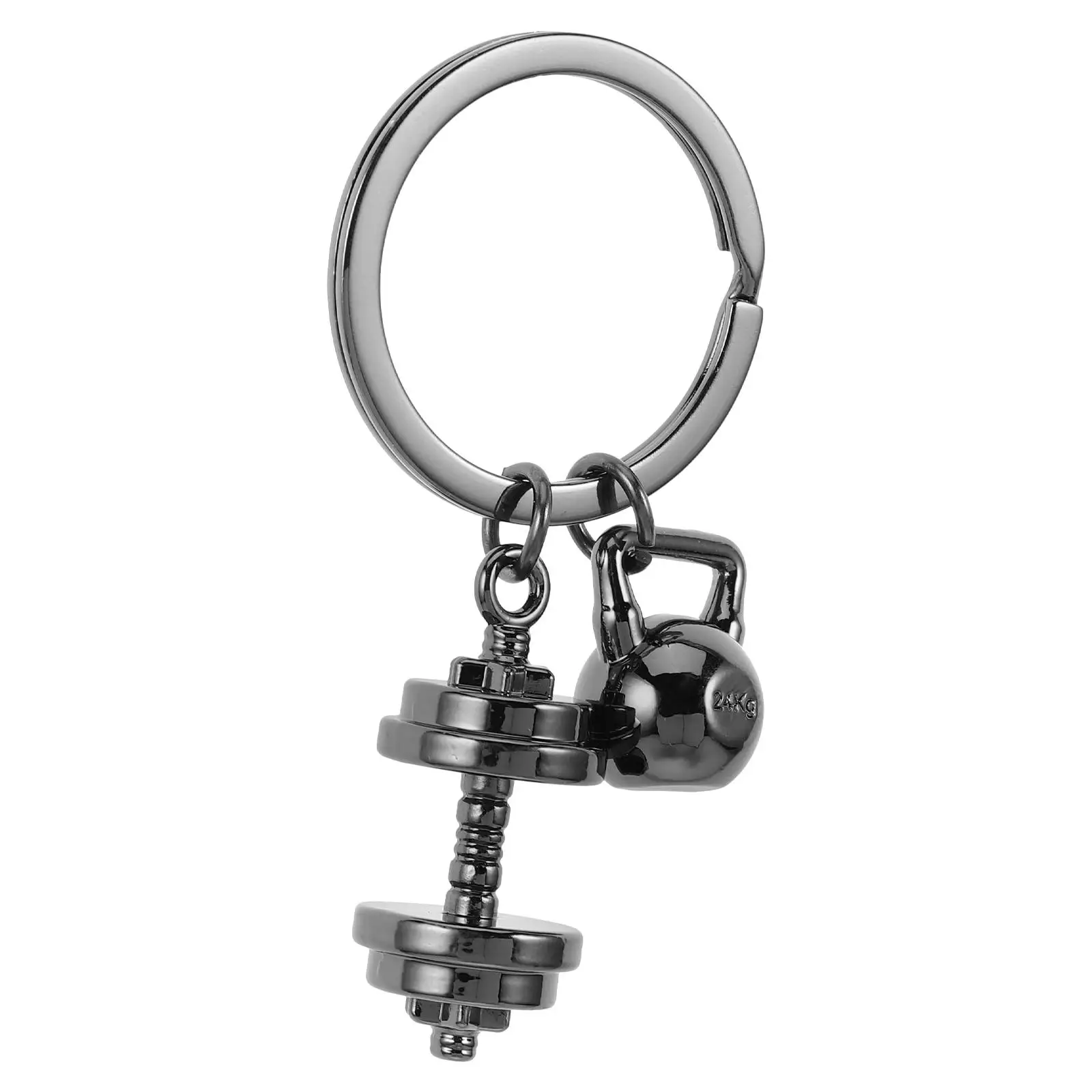 Mini Dumbbell Keychain Fitness Gym Accessories Souvenirs Barbell Kettlebell Weightlifting Sport Team Gifts Metal Charm Holder