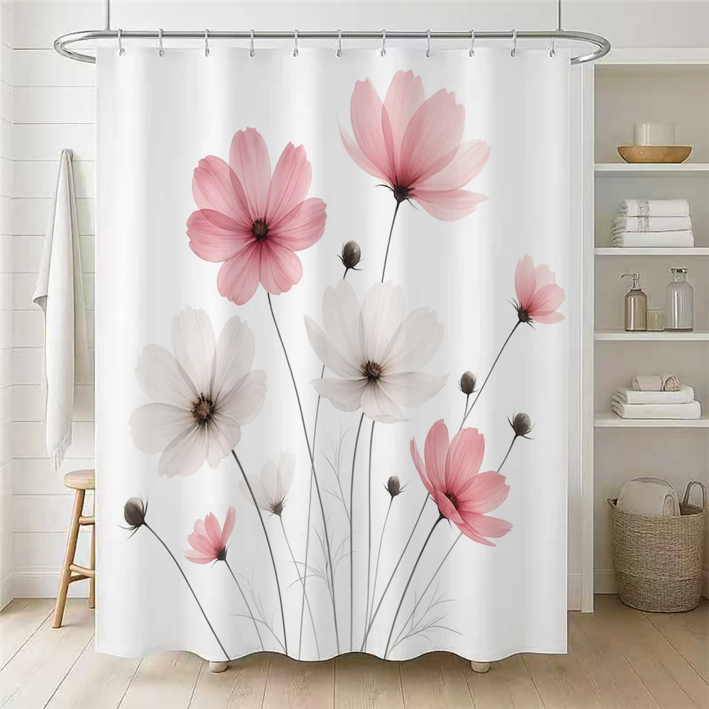 Floral Bathroom Curtain Set 4