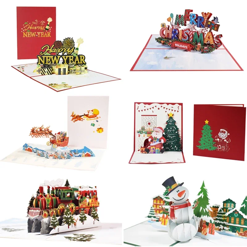 3D Pop-up Merry Christmas Cards Thank You Card Christmas Decorations Xmas Gifts for Kids Children Navidad New Year Cards