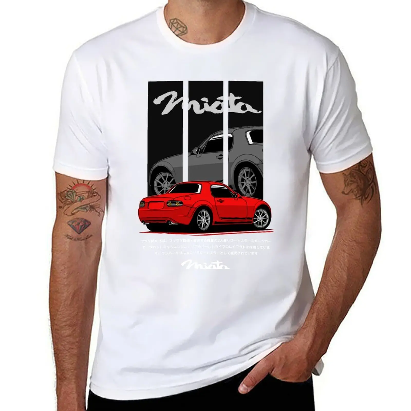 Custom Design Anime Men’s T-Shirt in Red and Grey