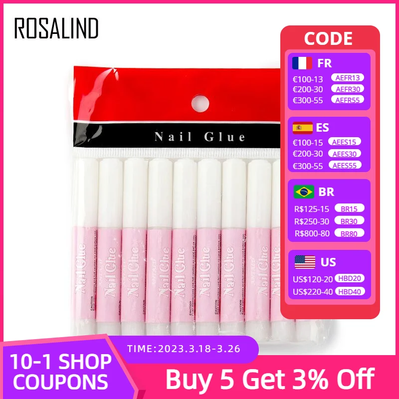 Rosalindnails Glue For False Rhinestones Nails Art Decorations 10pcs/lot Tips Acrylic Glue Nail