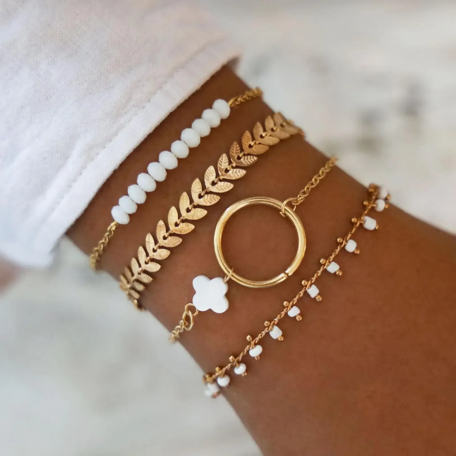 Chain Bracelet 4PCS/Set Boho Geometric Tassel Chain Bracelet Women MultiLayer Bangles Charm Party Wedding Beach Jewelry Set Accessories