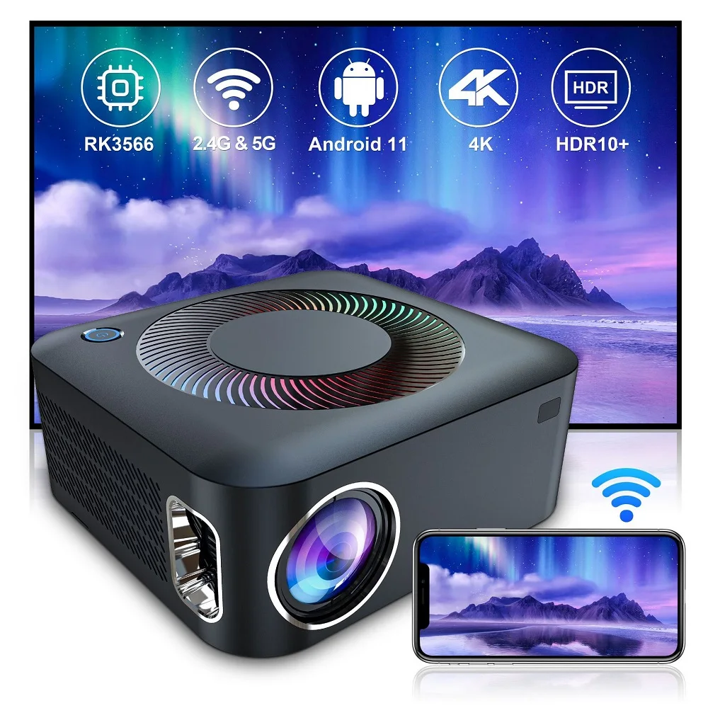 Projector X5 4K Android 11 Dual Wifi6 800ANSI RK3566 BT5.0 1080P 1280*1080P Home Cinema Outdoor Projetor PK HY320/HY350